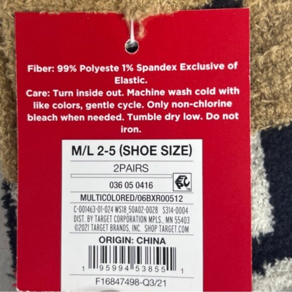 Wondershop Kids Cozy Christmas Santa Teddy Bear Socks 2 Pk Size M/L - Picture 4 of 4